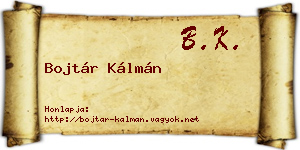 Bojtár Kálmán névjegykártya